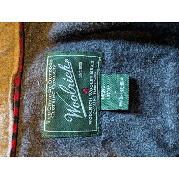 Mens Grey button down Woolrich long sleeve size L Long - Picture 6 of 6